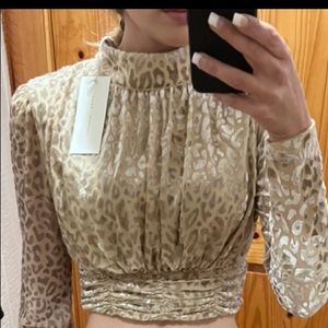 Cutout Crop Top-Velvet Cheetah Print Design